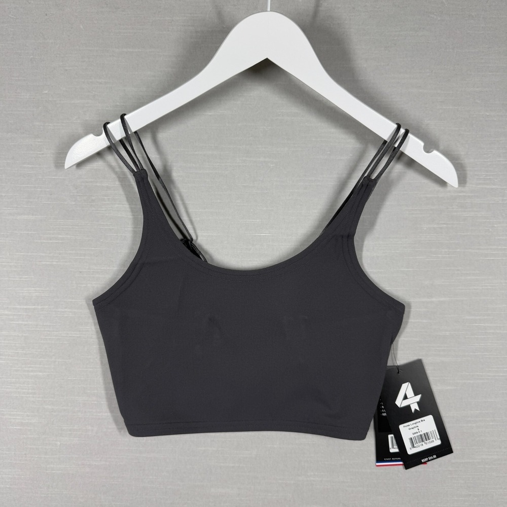 Fourlaps Sports Bra Womens Small Gray‎ Poise Longline Athletic Soft Wicking